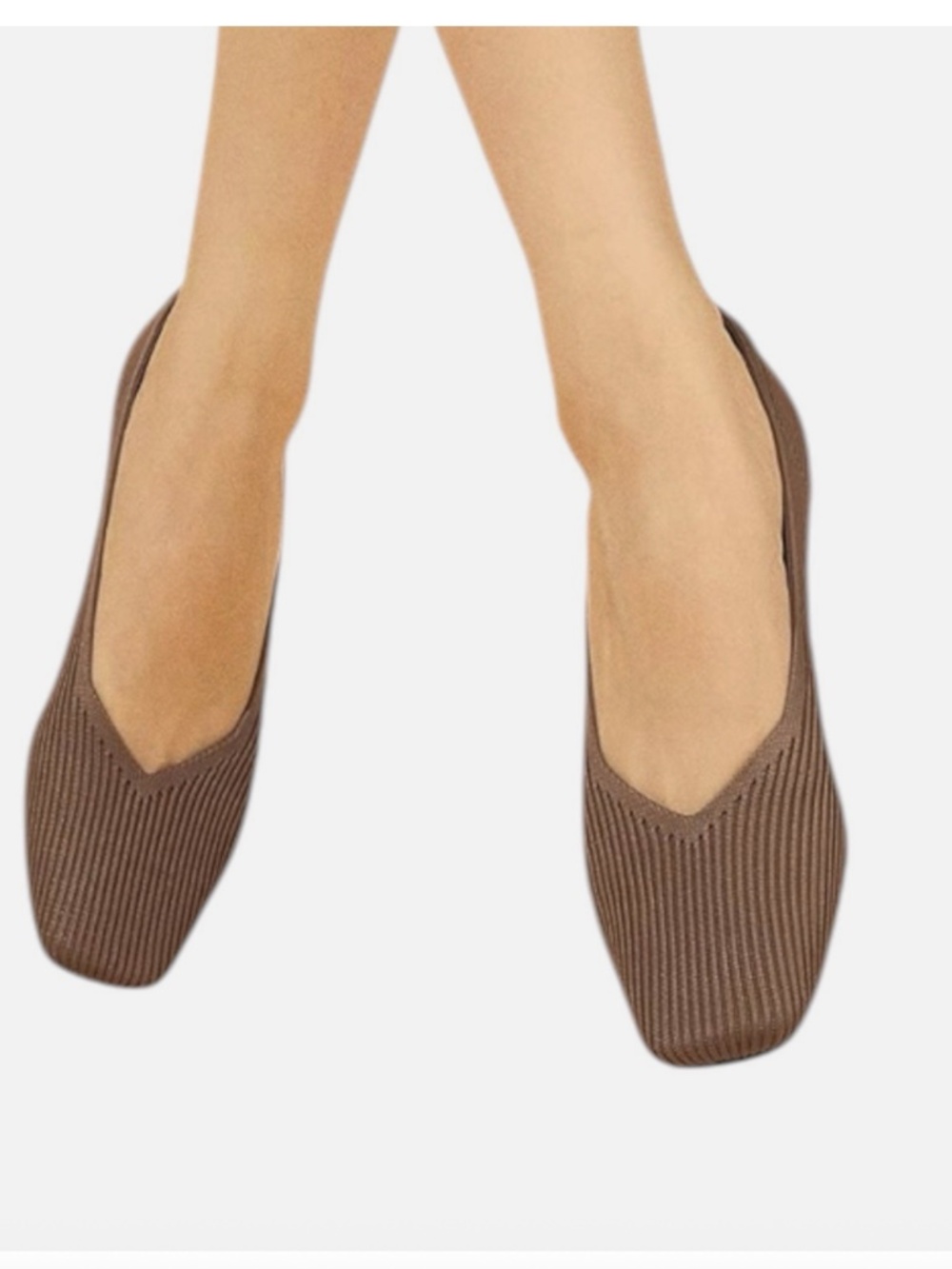Vivaia Margot 2.0 Brown Square Toe V-Cut Ballet Flats Slip On Size 8 US (39 EU)